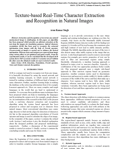 Texture Based Real Time Character Extraction And Recognition In Natural Images