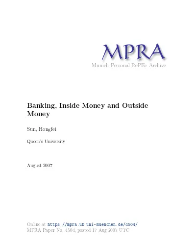 Banking Inside Money And Outside Money