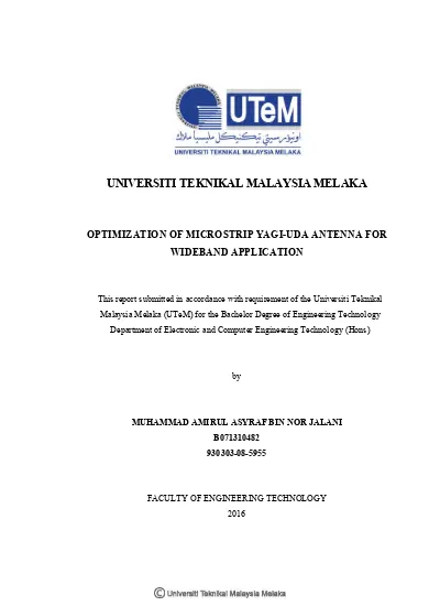 Optimization Of Microstrip Yagi Uda Antenna For Wideband Application