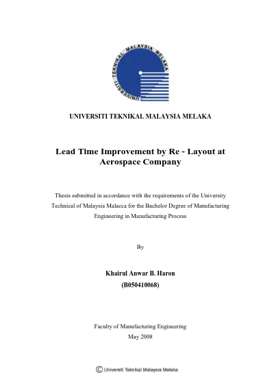 Lead Time Improvement By Re Layout At Aerospace Company Ctrm Aero Composite Sdn Bhd