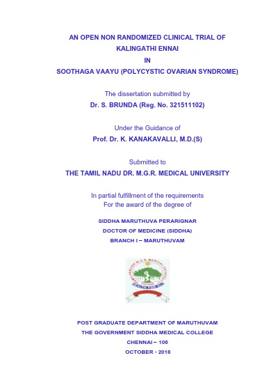 A Clinical Study On Vellai Noi Leucorrhoea With The Evaluation Of Siddha Drug Aghil Kattai Chooranam