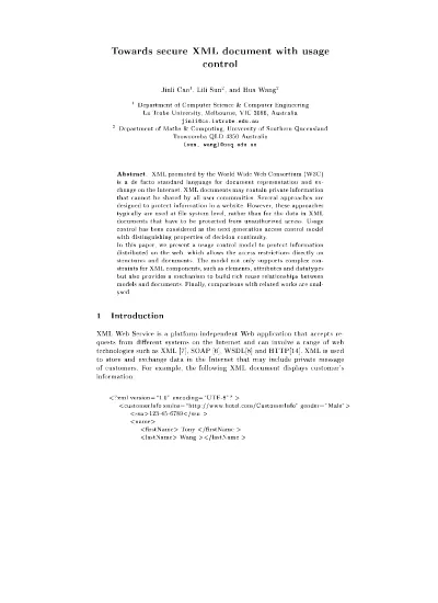 Towards Secure Xml Document With Usage Control