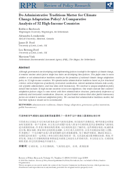 Do Administrative Traditions Matter For Climate Change Adaptation Policy A Comparative Analysis Of 32 High Income Countries