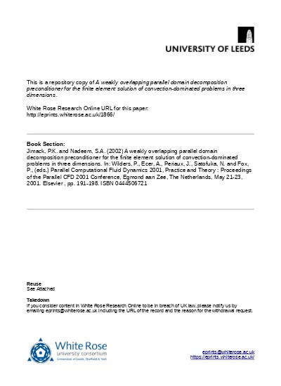 Parallel Application Of A Novel Domain Decomposition Preconditioner For The Stable Finite Element Solution Of Three Dimensional Convection Dominated Pdes