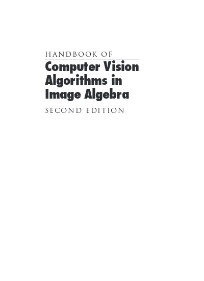 Handbook Of Computer Vision Algorithms In Image Algebra 2nd Ed Gerhard X Ritter Pdf