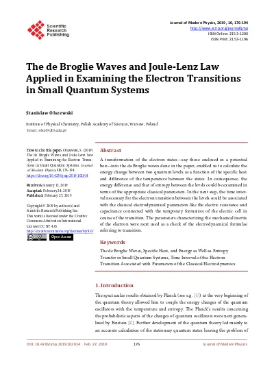 The de Broglie Waves and Joule Lenz Law Applied in Examining the Electron Transitions in Small Quantum Systems