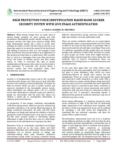 High Protection Voice Identification based Bank Locker Security System with Live Image Authentication