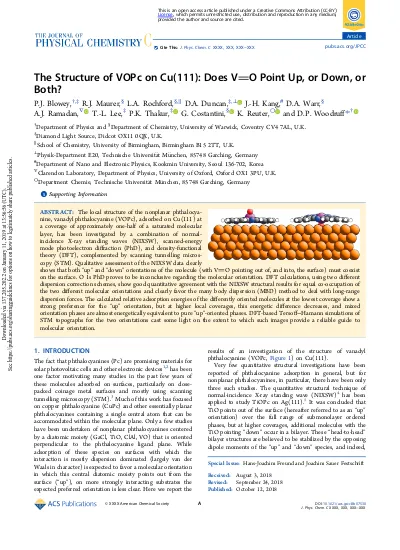 The Structure Of Vopc On Cu 111 Does V O Point Up Or Down Or Both