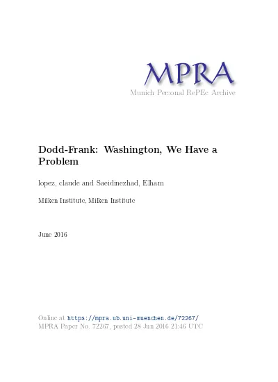 Dodd Frank: Washington, We Have a Problem