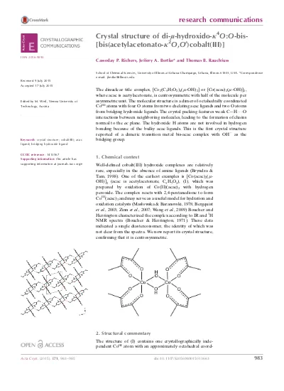 Top Pdf Crystal Structure Of Di M Hydroxido K4o O Bis Bis Acetylacetonato K2o O Cobalt Iii 1library