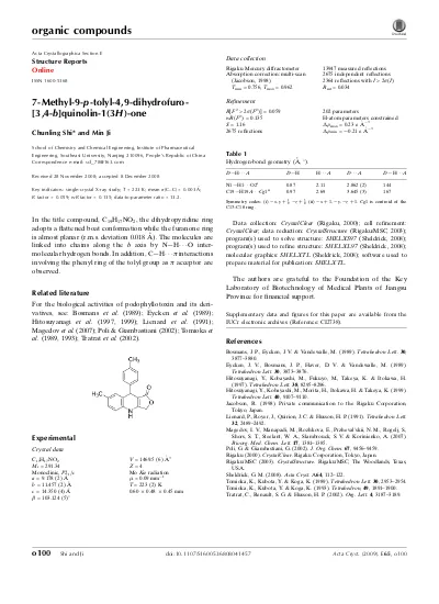 Top Pdf 7 Methyl 9 P Tolyl 4 9 Dihydrofuro 3 4 B Quinolin 1 3h One 1library