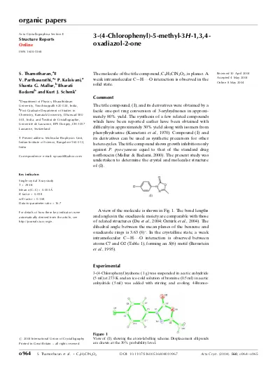3 4 Chlorophenyl 5 Methyl 3h 1 3 4 Oxadiazol 2 One
