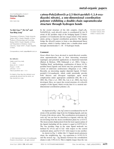 Top Pdf Catena Poly Dibromozinc Ii M 1 2 Bis 4 Pyridyl Ethane A One Dimensional Coordination Polymer 1library