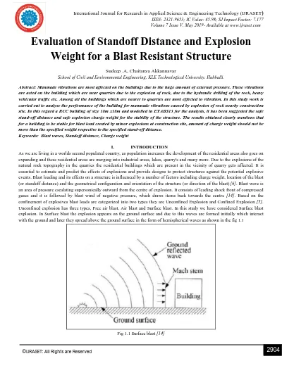 Evaluation Of Standoff Distance And Explosion Weight For A Blast Resistant Structure