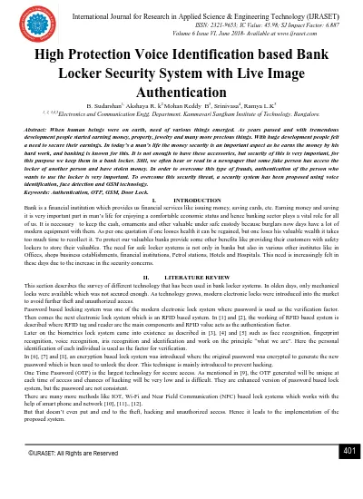 High Protection Voice Identification based Bank Locker Security System with Live Image Authentication