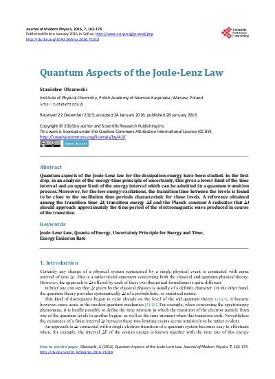 Quantum Aspects of the Joule Lenz Law