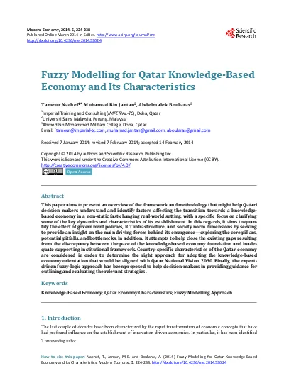 Fuzzy Modelling For Qatar Knowledge Based Economy And Its Characteristics