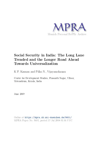 Social Security In India The Long Lane Treaded And The Longer Road Ahead Towards Universalization