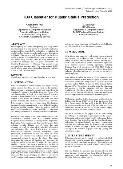 Id3 Classifier For Pupils Status Prediction