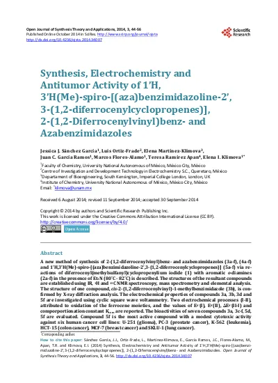 Synthesis Electrochemistry And Antitumor Activity Of 1 H 3 H Me Spiro Aza Benzimidazoline 2 3 1 2 Diferrocenylcyclopropenes 2 1 2 Diferrocenylvinyl Benz And Azabenzimidazoles