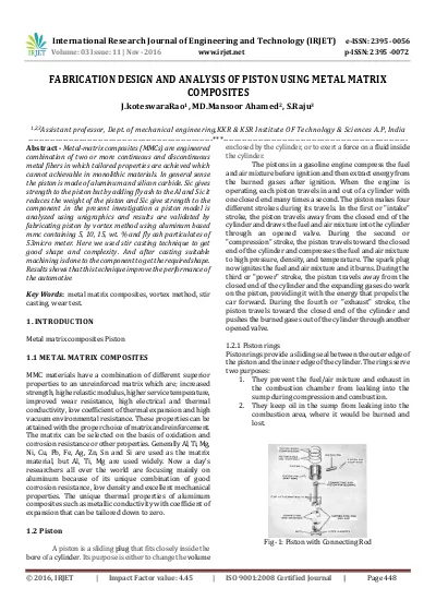 Fabrication Design and Analysis of Piston Using Metal Matrix Composites