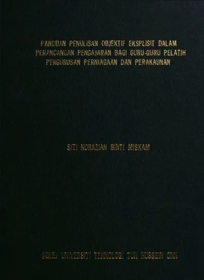 Panduan Penulisan Objektif Eksplisit Dalam Perancangan Pengajaran Bagi Guru Guru Pelatih Pengurusan Perniagaan Dan Perakaunan