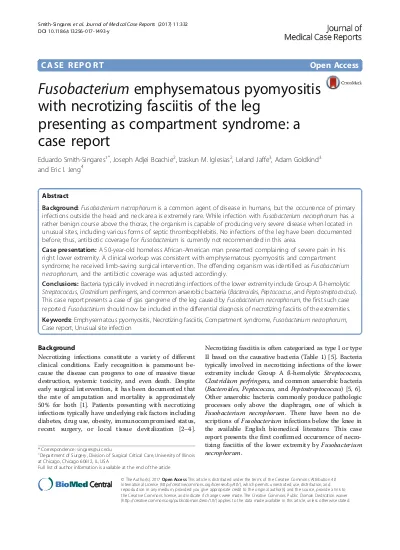 Fusobacterium Emphysematous Pyomyositis With Necrotizing Fasciitis Of The Leg Presenting As Compartment Syndrome A Case Report