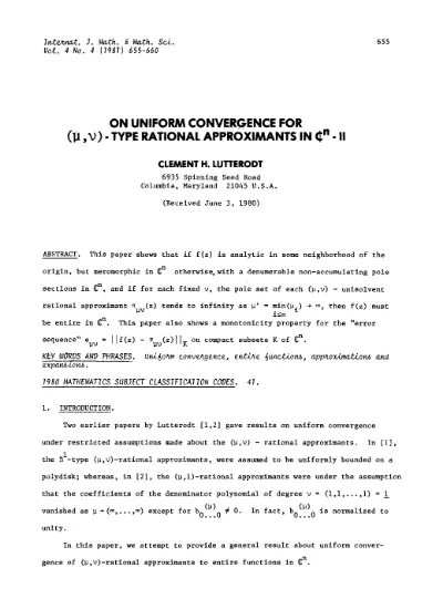 Top Pdf On Uniform Convergence For M N Type Rational Approximants In ℂn Ii 1library