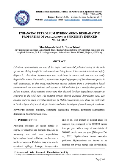 ENHANCING PETROLEUM HYDROCARBON DEGRADATIVE 