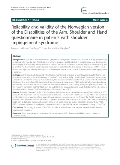 Structural Validity Of The Dutch Version Of The Disability Of Arm Shoulder And Hand Questionnaire Dash Dlv In Adult Patients With Hand And Wrist Injuries