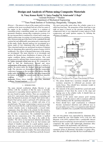 Study on Design and Analysis of Piston