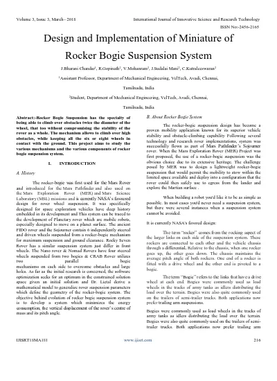 Design and Implementation of Miniature of Rocker Bogie Suspension System