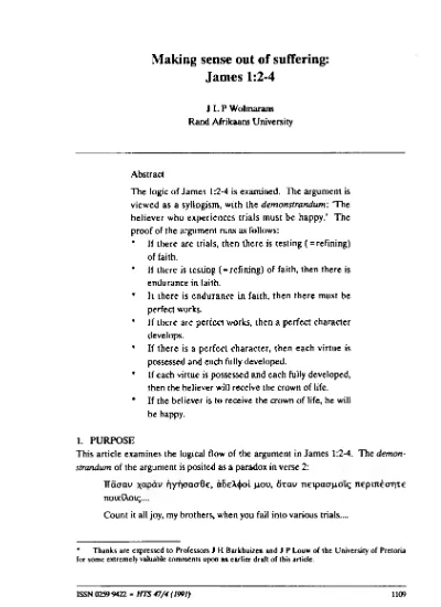 Making Sense Out Of Suffering James 1 2 4