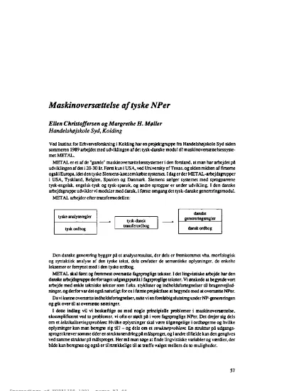 Maskinoversaettelse Af Tyske Nper Machine Translation Of German Noun Phrases In Danish