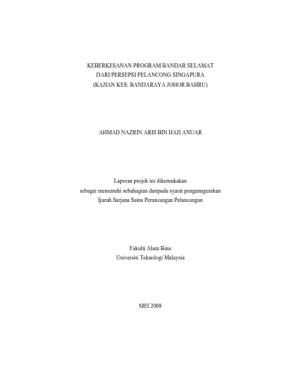 Top Pdf Persepsi Pelancong Terhadap Pelancongan Kesejahteraan Kajian Kes Kuala Lumpur Dan Johor Bahru 1library