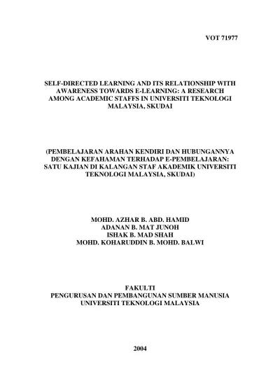 Penggunaan E Pembelajaran Dan Hubungannya Dengan Pencapaian Akademik Pelajar Di Fakulti Pendidikan Universiti Teknologi Malaysia Skudai Johor