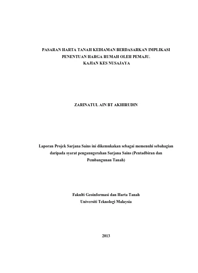 Top Pdf Pasaran Harta Tanah Kediaman Berdasarkan Implikasi Penentuan Harga Rumah Oleh Pemaju Kajian Kes Nusajaya 1library
