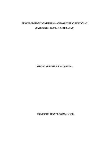 Peranan Perunding Tanah Dalam Proses Pengambilan Tanah Kes Kajian Projek Landasan Berkembar Keretapi Elektrik Seremban Gemas