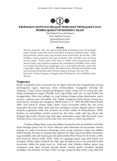 Keberkesanan Pengajaran Dan Pembelajaran Dan Kaitannya Terhadap Prestasi Akademik Pelajar Uthm