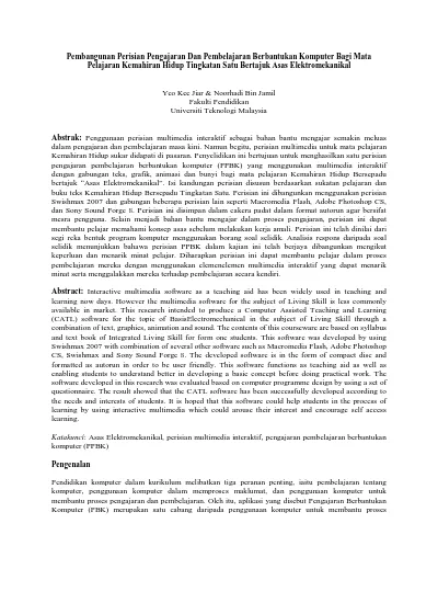 Top Pdf Pembangunan Perisian Pengajaran Dan Pembelajaran Berbantu Komputer Ppbk Bagi Mata Pelajaran Kemahiran Hidup Bersepadu Tingkatan Dua Elektif Pilihan Teknikal Lukisan Teknik Bertajuk Hamparan 1library