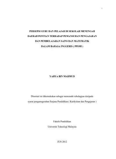 Aplikasi Pendekatan Holistik Dalam Pengajaran Bahasa Melayu Di Bilik Darjah