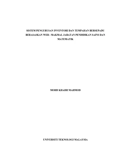 Sistem pengurusan inventori dan tempahan bersepadu berasaskan 