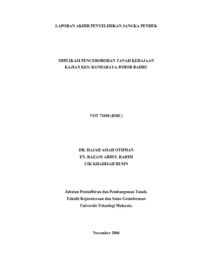 Isu Yang Timbul Di Bawah Proses Pengambilan Tanah Orang Asli Dan Orang Awam Kajian Kes Stulang Laut Pdf Free Download