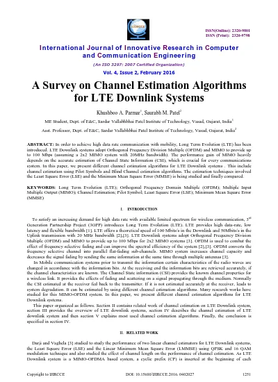 Heuristic Channel Estimation Based On Compressive Sensing In Lte Downlink Channel