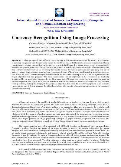 Fake Indian Currency Detection Using Camera Matlab Code