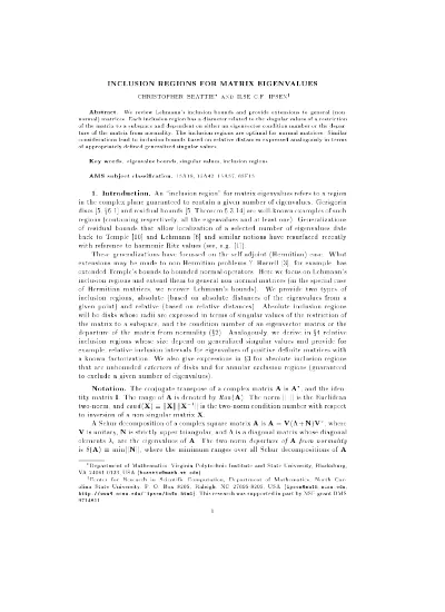 Inclusion Regions For Matrix Eigenvalues