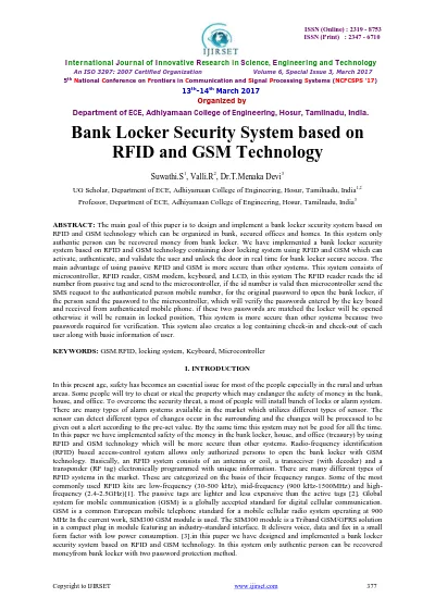 Bank Locker Security System based on RFID and GSM Technology