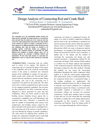 Design Analysis of Connecting Rod and Crank Shaft