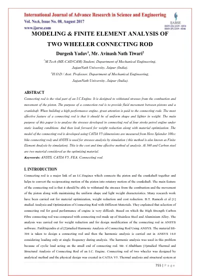 MODELING & FINITE ELEMENT ANALYSIS OF TWO WHEELER CONNECTING ROD