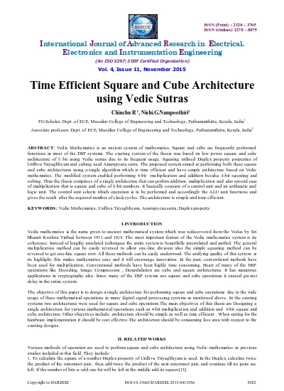 Top Pdf Time Efficient Square And Cube Architecture Using Vedic Sutras 1library